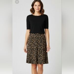 Ann Taylor Silk Animal Print Women's Midi Skirt Size 6